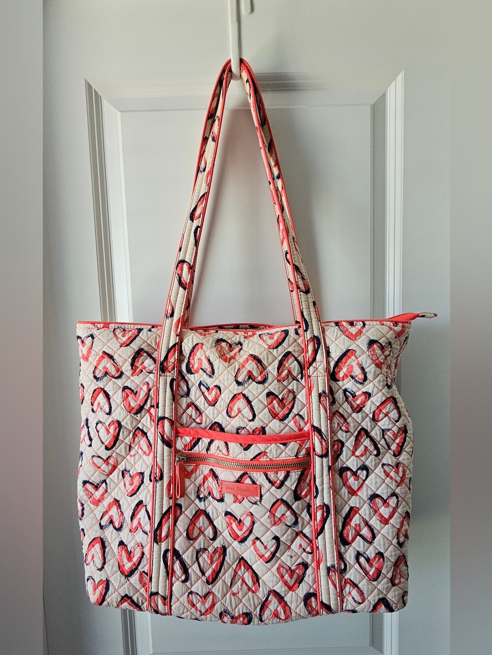 Vera Bradley Coral Heart Quilted Tote